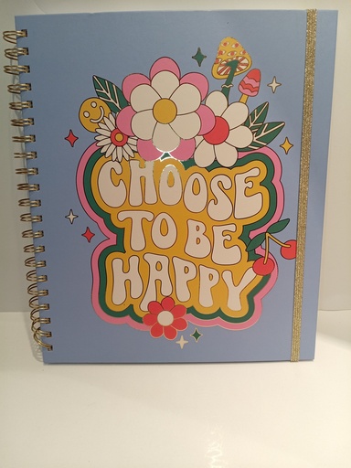 LIBRETA ESPIRAL FLORES CHOOSE TO BE HAPPY CON LIGA