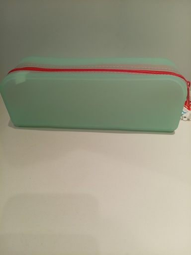 CARTUCHERA DE SILICON TURQUESA CIERRE ROSADO