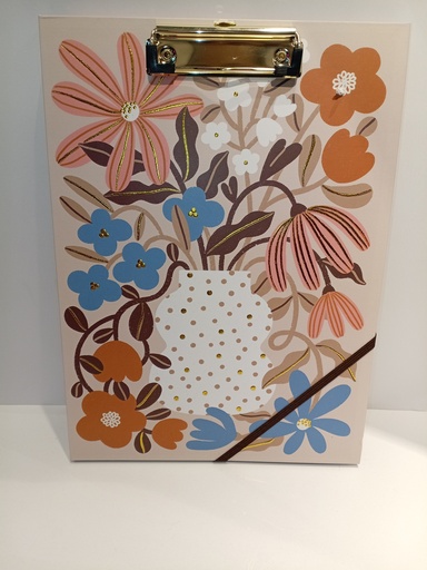 CARPETA CON GANCHO Y BLOCK DE NOTAS DE FLORES