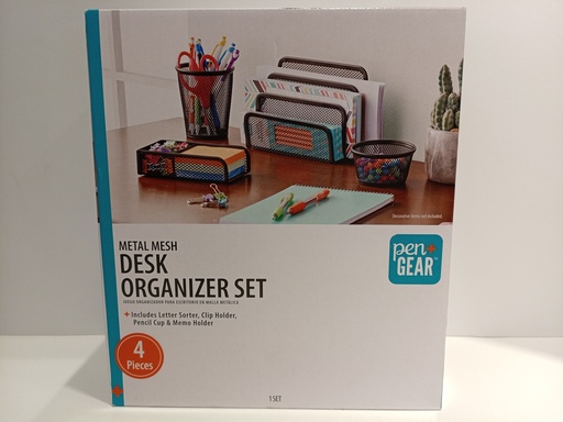 JUEGO ORGANIZADOR PARA ESCRITORIO METALICOS 4 PIEZAS
