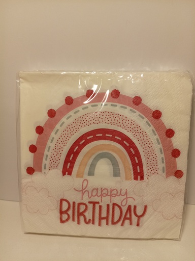 [0000045] SERVILLETAS ARCOIRIS FONDO BLANCO FLORES 25 UNIDADES PEQ.  