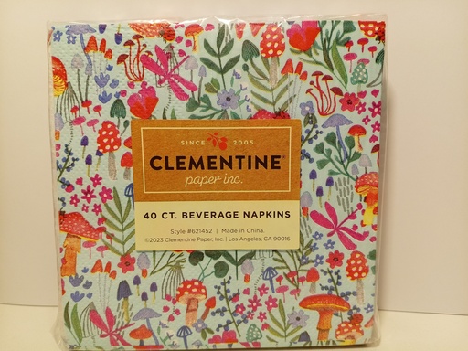 SERVILLETAS CLEMENTINE FLORES/HONGOS 40 UNI. PEQ.