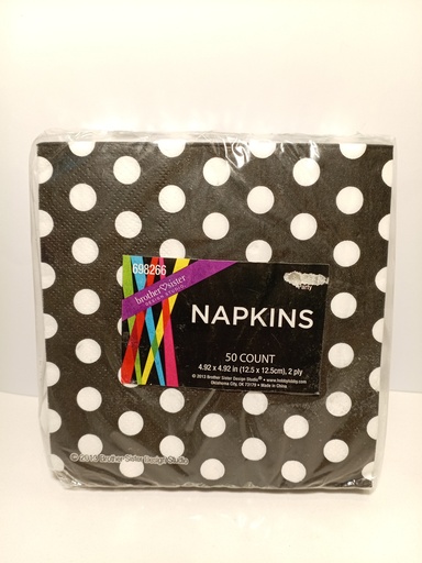 SERVILLETAS PUNTOS BLANCOS FONDO NEGRO 50 UNIDADES PEQ. 