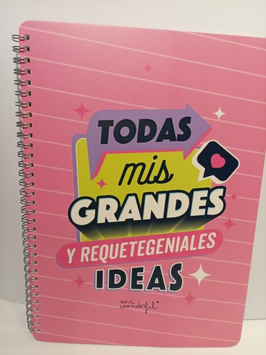 LIBRETA ESPIRAL DE DIBUJO MR. WONDERFUL ROSADA