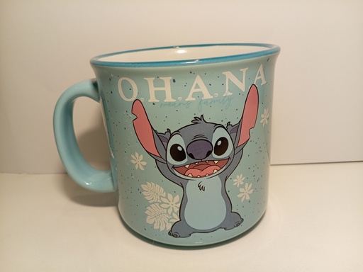 TAZA STITCH OHANA FONDO AZUL CLARO