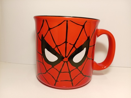TAZA CARA HOMBRE ARAÑA FONDO ROJO