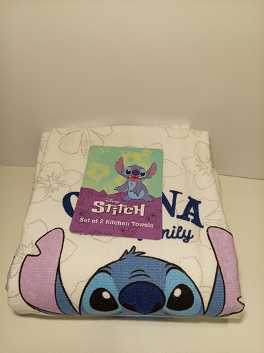 SET DE 2 PAÑOS DE COCINA STITCH FLORES/FONDO BLANCO