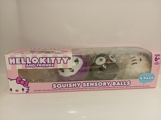 SQUISHY SENSORY BALLS HELLO KITTY SET DE 4 CAJA ROSADA