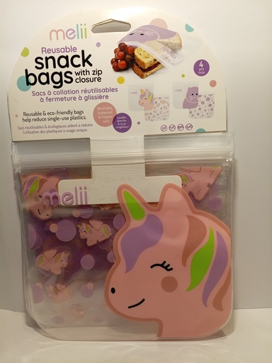 BOLSAS DE MERIENDA REUTILIZABLES UNICORNIO Y GATO