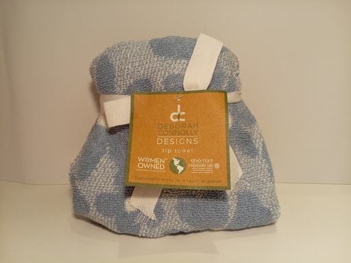 TOALLA DE MANO DEBORAH CONNOLLY FLORES AZULES FONDO AZUL CON FLECOS