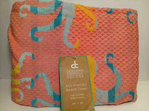 TOALLA DE BAÑO DEBORAH CONNOLLY PULPOS FONDO ROSADO