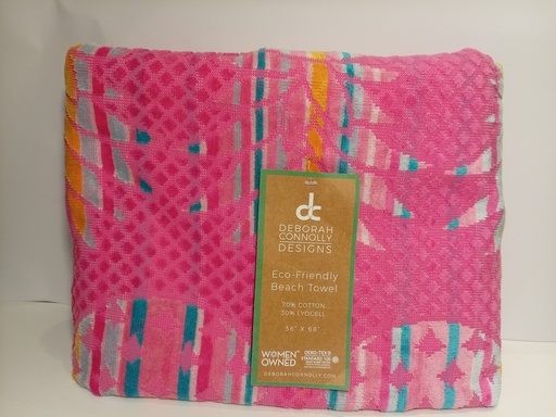 TOALLA DE BAÑO DEBORAH CONNOLLY PIÑAS FONDO FUCSIA