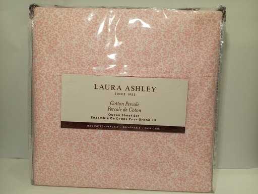 SABANA QUEEN LAURA ASHLEY FLORES ROSADA FONDO BLANCO
