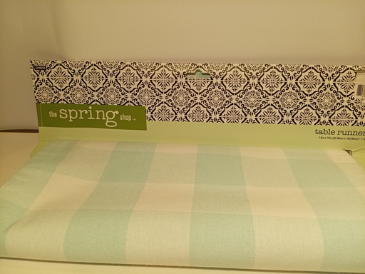 CAMINO DE MESA THE SPRING SHOP CUADROS VERDE CLARO/BLANCO