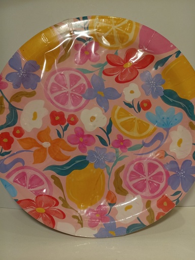 PLATOS DE CARTON CLEMENTINE LIMONES/FLORES 20.3CM