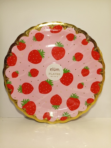 PLATOS DE CARTON ELUM 16 UNI.  FRESAS 22.2CM
