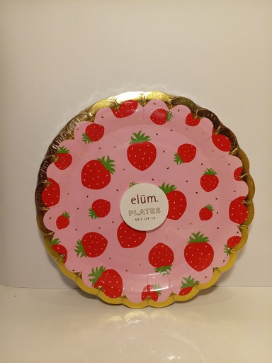 PLATOS DE CARTON ELUM FRESAS 16 UNI. 17.7CM 