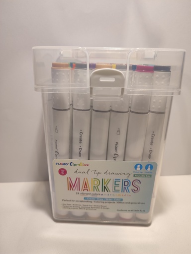 MARCADORES FLOMO CREATIVE DUAL TIP DRAWING-24 UNIDADES 