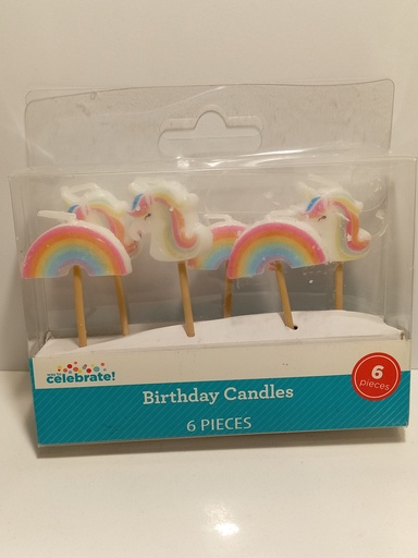 VELAS DE CUMPLEAÑOS DE UNICORNIO 6 UNI. 