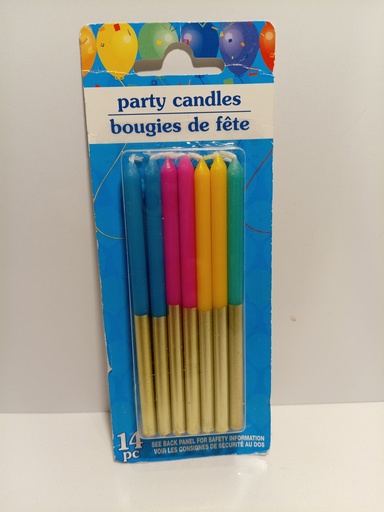 VELAS DE CUMPLEAÑOS DE COLORES 14 UNI. 