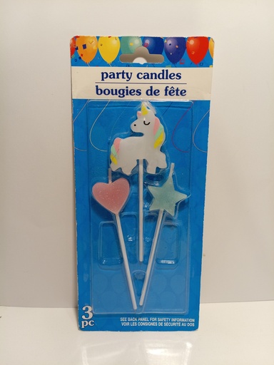 VELAS DE CUMPLEAÑOS DE UNICORNIO SET DE 3